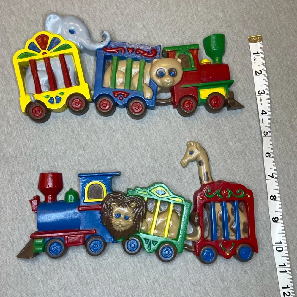 Vintage train decor Burwood USA made wall plastic children decor hanging circus